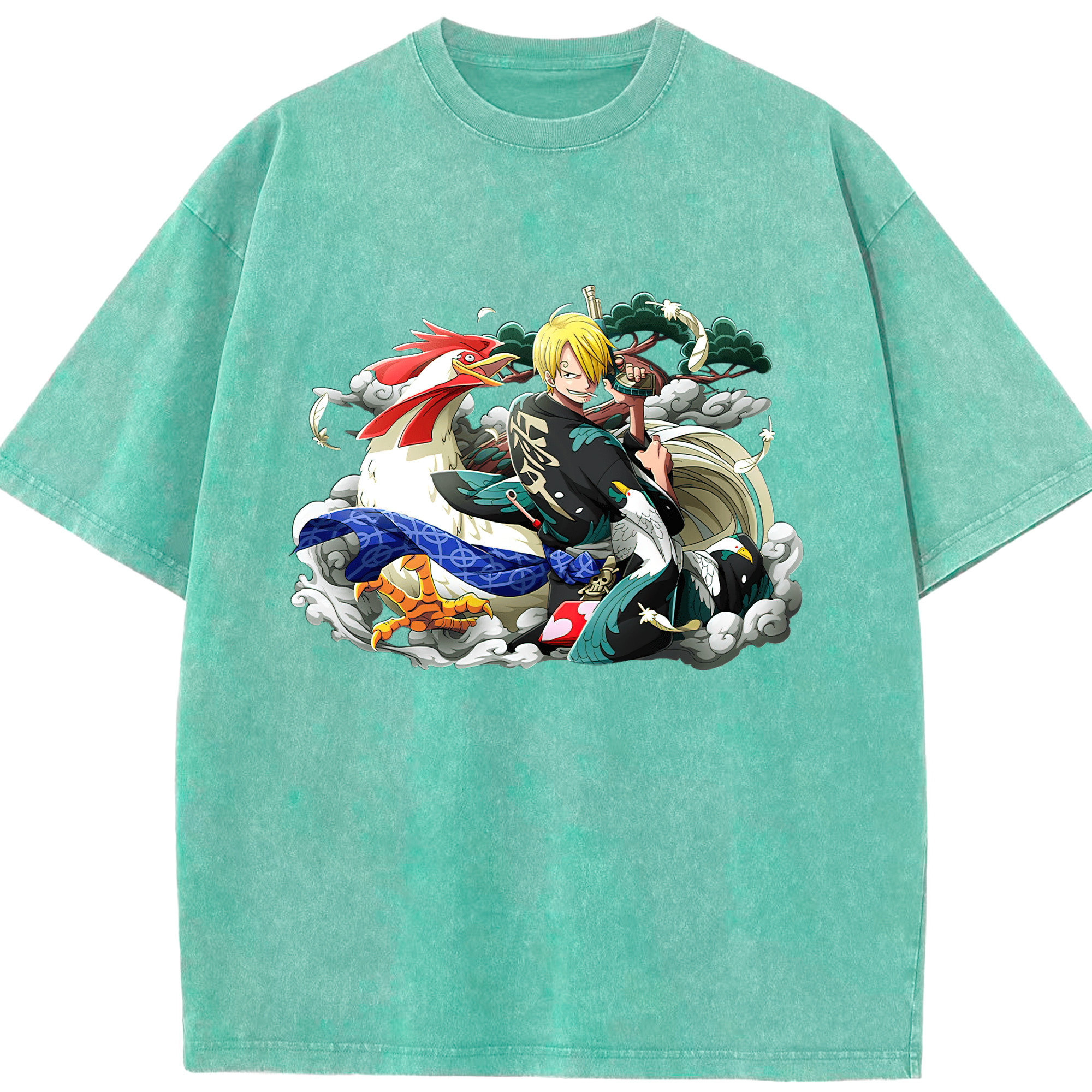 （画像用） ワンピース サンジ ONE PIECE Sanji 綿100% ヴィンテージ風 半袖Tシャツ（フロントプリント）